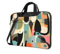 BYPPJGH Sac à bandoulière pour ordinateur portable motif chat art moderne du milieu du siècle pour hommes et femmes mallette sac messager avec poignée sangle étanche pour ordinateur portable, Noir