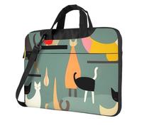 BYPPJGH Sac à bandoulière pour ordinateur portable motif chats art moderne du milieu du siècle pour hommes et femmes mallette sac messager avec poignée sangle étanche pour ordinateur portable, Noir