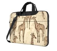 BYPPJGH Sac à bandoulière pour ordinateur portable motif girafes dessinées à la main pour hommes et femmes, sac à bandoulière avec poignée à sangle, sac étanche pour ordinateur portable, Noir , 15.6