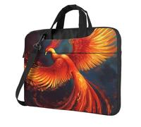 BYPPJGH Sac à bandoulière pour ordinateur portable Phoenix orange rouge pour homme et femme avec poignée et bandoulière étanche, Noir , 14 inch