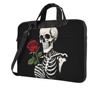 BYPPJGH Sac à bandoulière vintage pour ordinateur portable - Motif tête de mort - Pour homme et femme - Avec poignée et sangle - Étanche, Noir , 15.6 inch