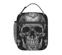 BYPPJGH Sac à déjeuner isotherme réutilisable de grande capacité - Étanche - Pour homme et femme - Motif tête de mort - Pour le travail, le bureau, le pique-nique, les voyages