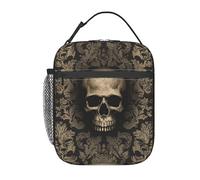 BYPPJGH Sac à déjeuner isotherme réutilisable de grande capacité - Motif tête de mort - Style gothique - Pour homme et femme - Pour le travail, le bureau, le pique-nique, les voyages
