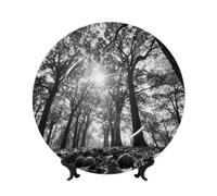 BYPPJGH The Oak Tree Assiettes décoratives en céramique avec support de présentation fait à la main en céramique Décoration murale pour la maison ou le bureau 20 cm