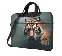 BYPPJGH Tiger Sac à bandoulière étanche pour ordinateur portable pour homme et femme avec poignée et sangle, Noir , 14 inch