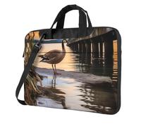 BYPPJGH Wild Goose By The Bridge Sac à bandoulière étanche pour ordinateur portable pour homme et femme avec poignée et bandoulière, Noir , 15.6 inch