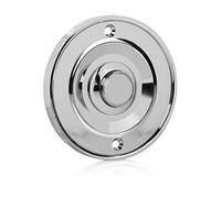 Byron Bouton de Sonnette Filaire, Rond, Encastré, IP44, Finition Chromée | Raccordement à 2 fils, Boîtier en métal, Non lumineux, Compatible carillon existant, DBW-21073