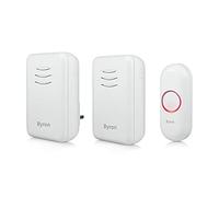 Byron DBY-22314UK Lot de 2 sonnettes de porte sans fil avec batterie portable et prise 150 m 16 mélodies Blanc