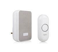 Byron DBY-22322UK Kit de sonnette sans fil avec 16 mélodies, système d'alerte visuelle, maille blanche et grise