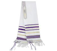 BYRRSF Châle de prière messianique de Jérusalem - Tallit de la nouvelle alliance avec sac Talis et sceau messianique - Cadeau chrétien pour homme et femme (180 x 50 cm), violet,