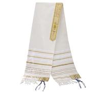 BYRRSF Châle de prière messianique de Jérusalem - Tallit de la nouvelle alliance avec sac Talis et sceau messianique - Cadeau chrétien pour homme et femme (180 x 50 cm), doré, 180*50cm/70.87"*19.69"in