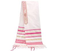 BYRRSF Châle de prière messianique de Jérusalem - Tallit de la nouvelle alliance avec sac Talis et sceau messianique - Cadeau chrétien pour homme et femme (180 x 50 cm), rose, 180*50cm/70.87"*19.69"in