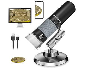 Bysameyee Microscope numérique sans Fil 4K 3840x2160P, caméra d'inspection USB HD à Main, Endoscope avec grossissement 40x-1000x, Compatible avec iPhone iPad Android Tablet Windows Mac PC