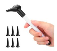 Bysameyee Otoscope de Poche Fin en Acier Inoxydable avec lumière LED Douce et 7 Embouts spéculums pour Enfants, Adultes, Animaux domestiques