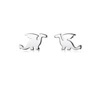bySantana Boucles d'oreilles dragon en argent sterling 925 véritable - Petites boucles d'oreilles fantaisie de style médiéval, bijoux mystiques pour femme, 8.5mm, Métal, Pas de gemme