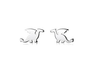 bySantana Boucles d'oreilles dragon en argent sterling 925 véritable - Petites boucles d'oreilles fantaisie de style médiéval, bijoux mystiques pour femme, 8.5mm, Métal, Pas de gemme