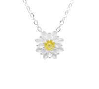 bySantana Collier fleurs en argent sterling 925 - Lotus, 40 + 5 cm, Métal, Pas de pierre précieuse