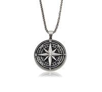 bysilvergates Collier boussole - Argent sterling 925, pendentif symbole guide pour aventure et style, argent sterling, amazonite, Argent sterling, Amazonite