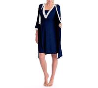 Bysion Robe de Grossesse Femme Col V Élégant Dentelles Chemise de Nuit Maternité Grossesse Allaitement Pyjama pour la Maison et Hôpital - Lot de 2