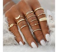 Bysonglezai Bohème Rond Ring Sets Geometric Twist Open Anneaux Réglables Ensembles pour Femmes FilleCadeau 5