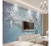 BYSQX Fond D'Écran 3D Mural Bleu Relief Ange Fleur Papier Peint Intissé Tapisserie Murales Panoramique 3D Mur De Fond Tv Papier Peint Chambre Enfant Adulte Poster Murales 200X150Cm