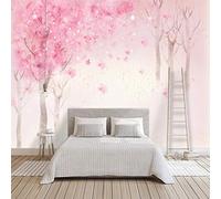 BYSQX Fond D'Écran 3D Mural Peint À La Main Aquarelle Rose Cerisier Papier Peint Intissé Tapisserie Murales Panoramique 3D Mur De Fond Tv Papier Peint Chambre Enfant Adulte Poster Murales 350X256Cm