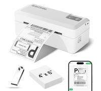 ByteCintia Imprimante Etiquette Expedition 4x6, Bluetooth, Blanc | Prend en charge 100 x 150 mm, compatible avec USB, iOS, Android, PC, Mac, fonctionne pour Etsy Shopify