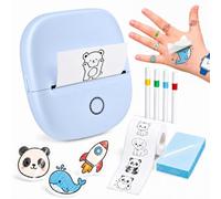 ByteCintia Imprimante Tatouage pour Enfants, Kit de Création Tatouage Éphémère Sans Encre avec App IA, 40 Feuilles de Transfert & 4 Marqueurs, Cadeau Jouet 5-12 Ans (Bleu)
