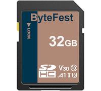 ByteFest Carte SD 32Go, Cartes SDHC Mémoire SD UHS-1 Classe 10, A1, U3, V30, Full HD Vidéo, pour Appareil Photo, DSLR, Photographe Professionnel
