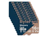 ByteFest Lot de 20 cartes micro SD 16 Go avec 20 adaptateurs, UHS-I haute vitesse U1 A1 C10 V10 FHD vidéo, 80 Mo/s, carte mémoire flash microSDHC pour lecteur MP3, MP4, appareil photo pour enfants,