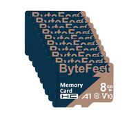 ByteFest Lot de 20 cartes Micro SD 8 Go Classe 10 avec 20 adaptateurs, MicroSDHC A1 C10 V10, carte mémoire TF pour lecteur MP3 MP4 E-Reader Streaming Media Player GPS Navigator Téléphone Tablette