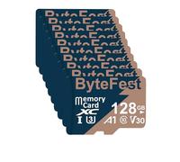 ByteFest Lot de 20 cartes micro SD de 128 Go avec 20 adaptateurs, UHS-I U3 TF, C10, V30, vidéo 4K UHD, A1, carte mémoire flash microSDXC pour caméras de surveillance, caméras d'action, drone, consoles
