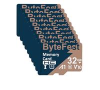 ByteFest Lot de 20 cartes micro SD de 32 Go avec 20 adaptateurs SD, carte TF UHS-I U1 haute vitesse, vidéo FHD A1 C10 V10, 80 Mo/s, carte mémoire flash microSDHC pour lecteur MP3/appareil photo pour