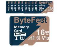 ByteFest Lot de 30 cartes micro SD 16 Go avec 30 adaptateurs, UHS-I haute vitesse U1 A1 C10 V10 FHD vidéo, 80 Mo/s, carte mémoire flash microSDHC pour lecteur MP3, MP4, appareil photo pour enfants,