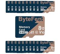 ByteFest Lot de 50 cartes micro SD 8 Go Classe 10 avec adaptateur 50, MicroSDHC A1 C10 V10, carte mémoire TF pour lecteur MP3 MP4 E-Reader Streaming Media Player GPS Navigator Téléphone Tablette