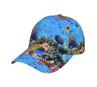 BYTKMRY Casquette de baseball unisexe imprimée poisson sous-marin avec fermeture réglable à l'avant et à l'arrière - pour homme et femme, Noir , taille unique