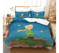 BYTUGI Housse De Couette 3D Imprimé De Dessin Le Petit Prince De Lit Microfibreavec Fermeture Éclair, Housse Couette Imprimé avec Taies d'oreiller Single(140x200cm)