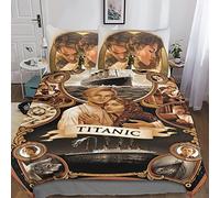 BYTUGI Housse De Couette Titanic Garçons, Parure De Lit, Enfant Motif 3D Housse Couette avec Caché Fermeture Éclair- Sets De Housse Couette avec Taies d'oreiller Double(200x200cm)