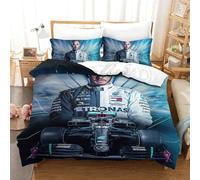 BYTUGI Parure De Lit Course de F1 avec Housse De Couette, Literie pour Enfant Pilote de F1 en Housse De Couette avec Taie d'oreiller Caché Fermeture Éclair Single（140x200cm）