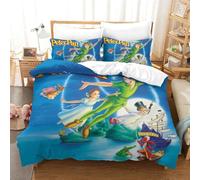 BYTUGI Parure De Lit Imprimé Peter Pan Housse De Couette avec Taies d'oreiller 3D Animation De Compagnie Imprimé Literie en Microfibre,pour Adultes Enfants Single(140x200cm)