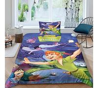 BYTUGI Peter Pan Literie Enfant Lit 3D Animation Impression Housse De Couette Et Taies d'oreiller Avoir Fermeture Éclair Étudiant Jeunesse Garçon Fille Single（135x200cm）