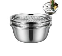 Byuexhp Bol De Lavage En Acier Inoxydable - Multifonctionnel - Set de Passoire et Égouttoir 26 cm,Pour Laver Les Légumes Égoutter Le Riz Râper Préparation De Repas Salade Cuisine Maison