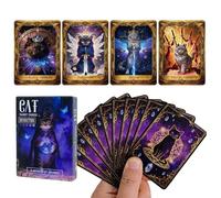 Byuexhp Cartes de tarot - Motif chat mystique - Ensemble d'accessoires compacts - Pour les débutants, la famille, les amis, les adultes, la maison, les fêtes en intérieur