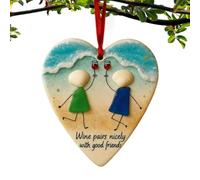 Byuexhp Décorations d'Amitié pour Femmes,Art Décoratif 2D en Acrylique en Forme de Cœur | Pendentif d'Ami d'hiver - pour Femmes Collègues Vacances Maison Rétroviseur de Voiture Sapin de Noël Mur