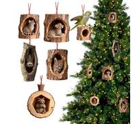 Byuexhp Lot de 6 décorations de sapin de Noël - En acrylique 2D - Avec motifs d'animaux - Pour chambre à coucher, balcon, porte, mur, jardin, cour, chemin