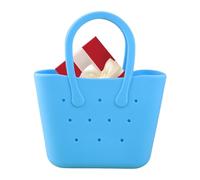 Byuexhp Sac de plage imperméable et résistant au sable - Lavable - Densité de sable mignonne - Pour bouteille d'eau, lunettes de soleil, crème solaire, collation, téléphone portable, serviette, bleu