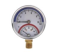 BYUTFA Manomètre Manomètre Thermique 0-10Bar 0-120 ℃ Thermo-manomètre de précision Manomètre de température de chaudière pour Chauffage par Le Sol