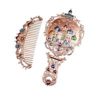 BYVUTE Ensemble miroir de maquillage vintage et peigne en forme de château de princesse antique, brosse à cheveux décorative en relief, cadeau pour femmes et filles (château 2)