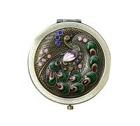 BYVUTE Miroir de maquillage vintage, miroir de poche portable en métal pliable Paon Floral Vanity Miroir double face grossissant petit pour filles femmes