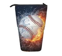 BYwenhopnbs Étui à Crayons télescopique avec Image d'une Balle de Baseball dans l'eau et Le feu